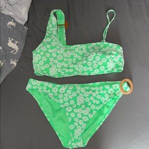 Green Floral Bikini Set